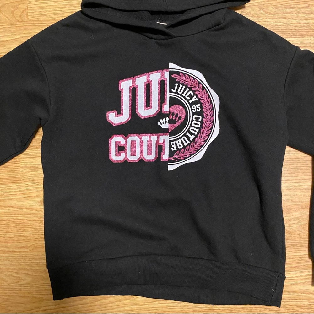 Juicy Couture Kids hoodie size youth XL/16 black long sleeve logo - Picture 4 of 12